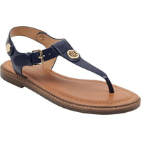 Bennia Womens Embellished Faux Leather Thong Sandals