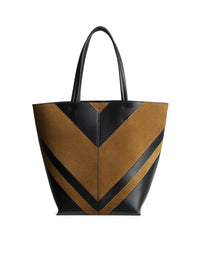 Phoebe Philo Phoebe Philo Women Pot Cabas In Black Toffee Leather And Suede