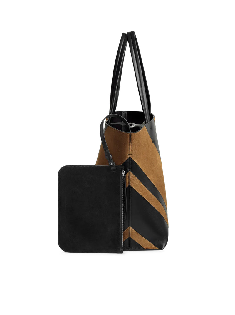 Phoebe Philo Phoebe Philo Women Pot Cabas In Black Toffee Leather And Suede