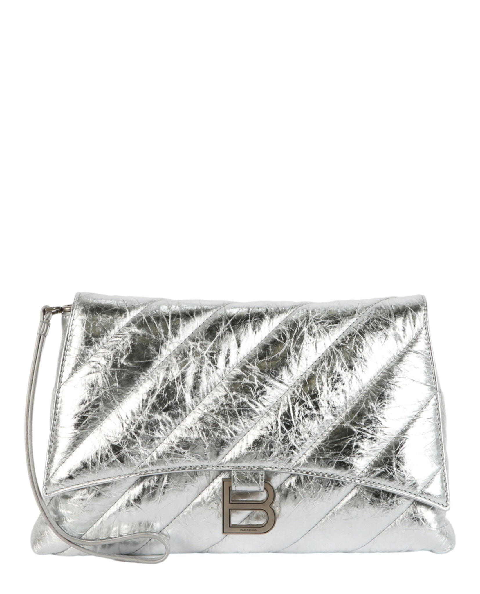 Balenciaga Balenciaga Womens Crush Metallic Quilted Pochette Clutch Bag