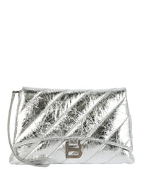 Balenciaga Balenciaga Womens Crush Metallic Quilted Pochette Clutch Bag