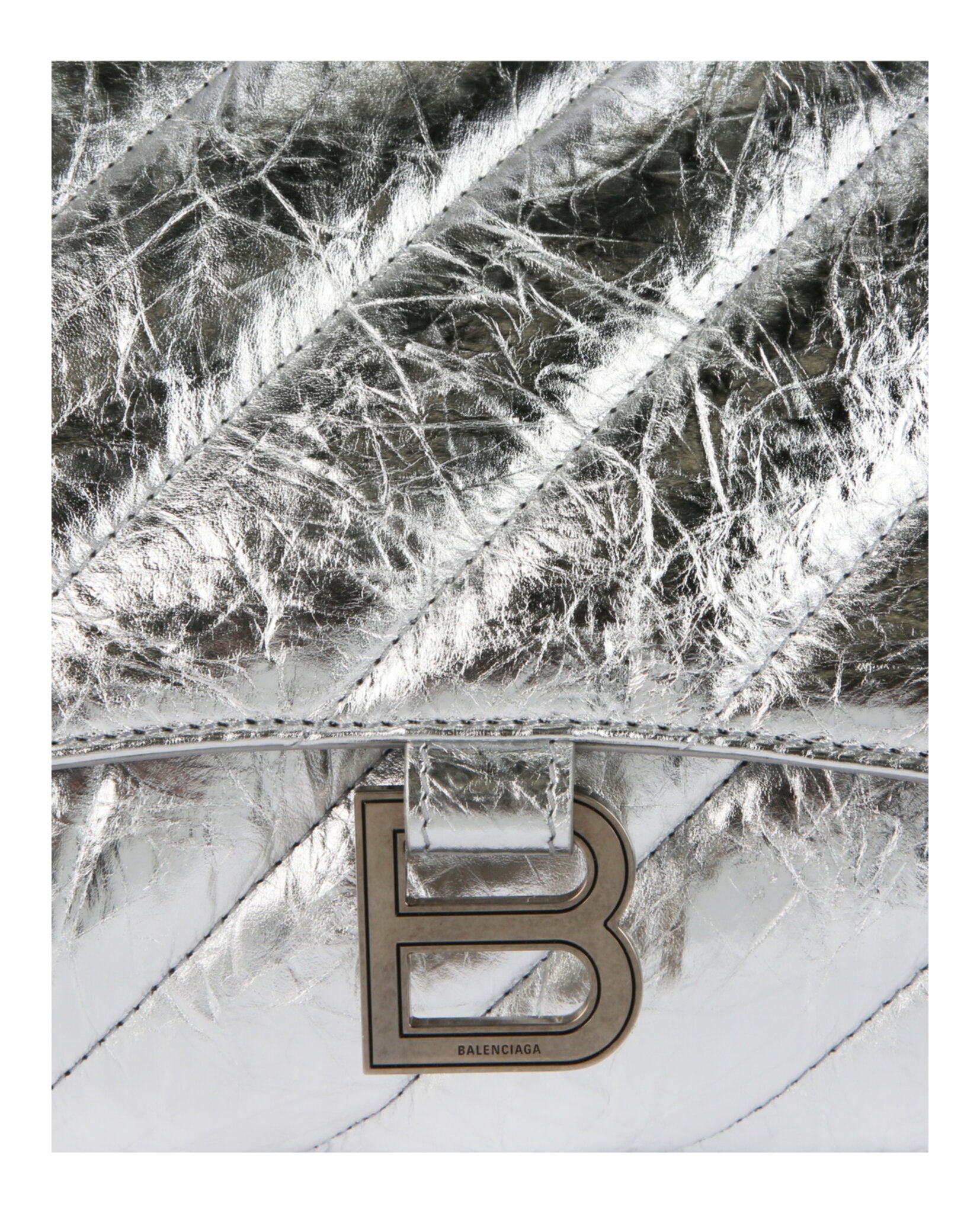 Balenciaga Balenciaga Womens Crush Metallic Quilted Pochette Clutch Bag