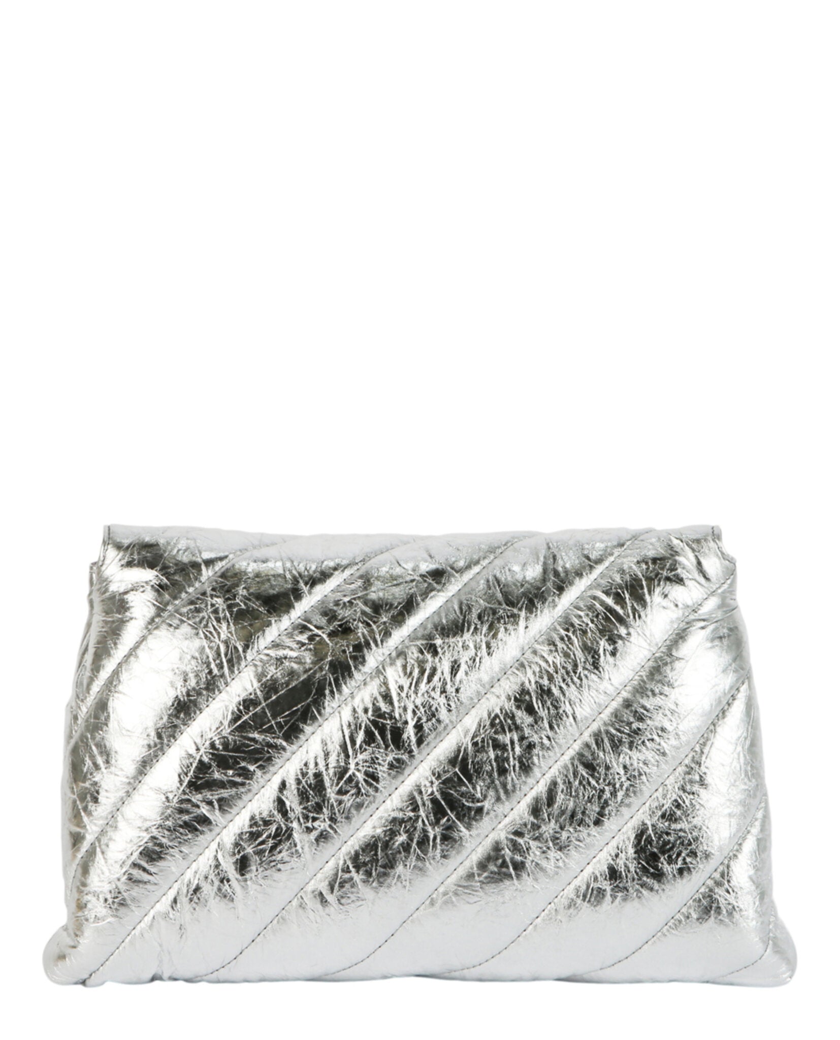 Balenciaga Balenciaga Womens Crush Metallic Quilted Pochette Clutch Bag