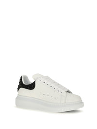 Alexander Mcqueen Women Oversized Sneakers With Suede Heel And Crystal Details