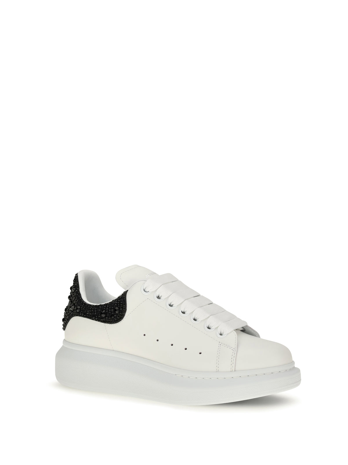 Alexander Mcqueen Women Oversized Sneakers With Suede Heel And Crystal Details