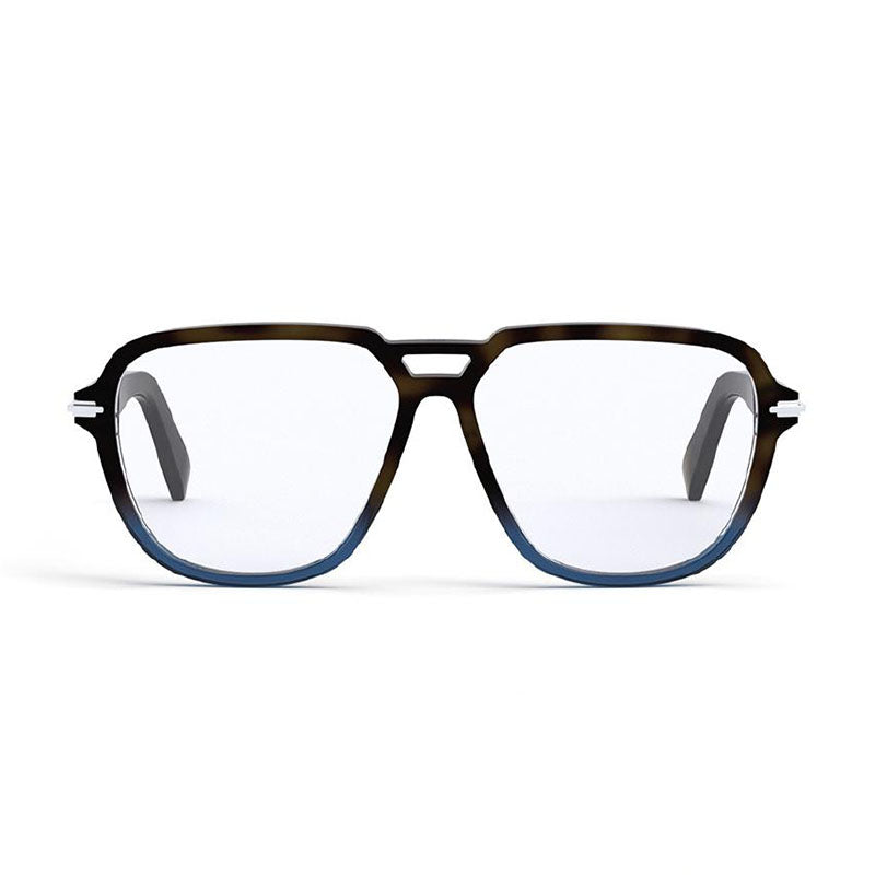 Dior Eyeglasses Aviator Full Rim, Shiny Havana Frame and Clear Demo Lens Lens DIORBLACKSUITOAI2000
