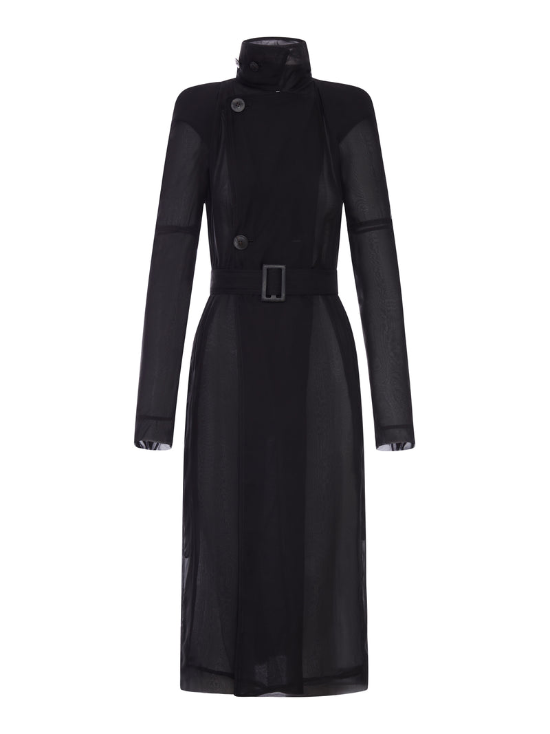 Rick Owens Women Maria Trench Coat In Transparent Organza With Belt