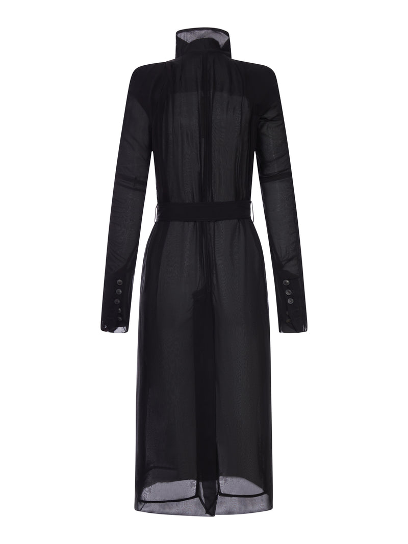 Rick Owens Women Maria Trench Coat In Transparent Organza With Belt