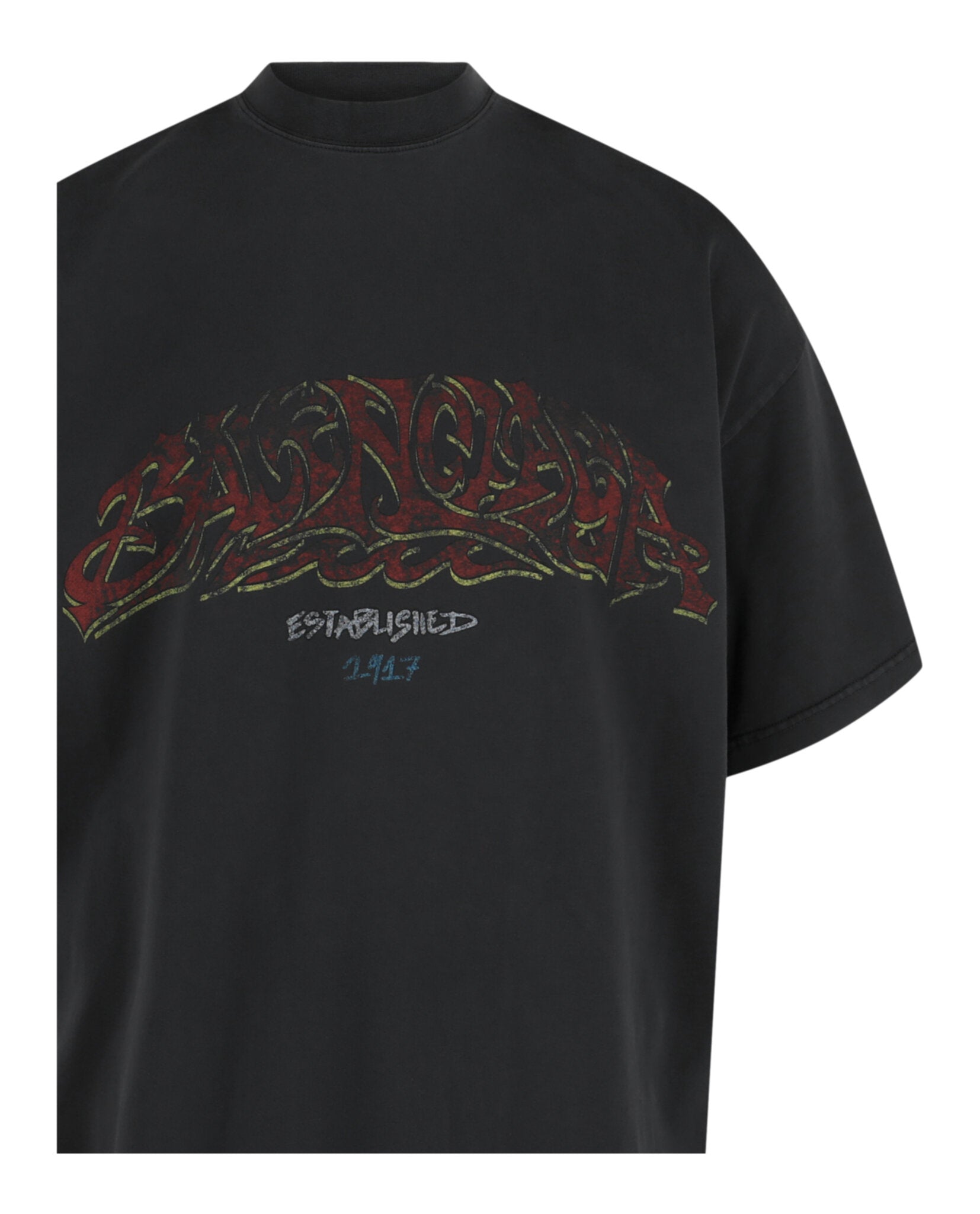 Balenciaga Balenciaga Mens Offshore Logo Print Oversized T-Shirt