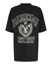 Balenciaga Womens Oversized College Logo T-Shirt