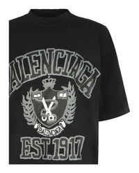 Balenciaga Womens Oversized College Logo T-Shirt