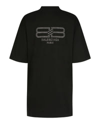 Balenciaga Womens BB Paris Rhinestone T-Shirt