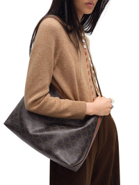 Celine Women Soft Shopper Bag In Triomphe Canvas And Calfskin Leather