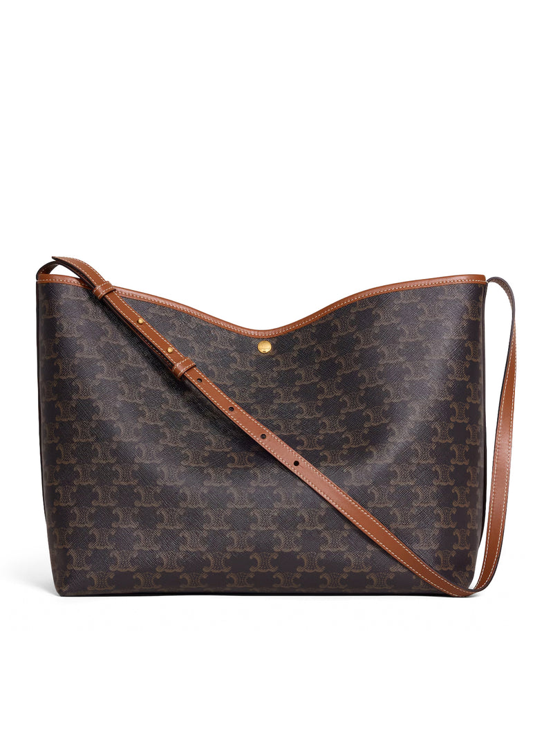 Celine Women Soft Shopper Bag In Triomphe Canvas And Calfskin Leather