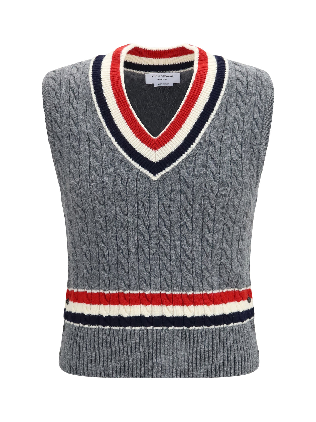 THOM BROWNE Thom Browne Men Cable-Knit Cricket V-Neck Vest