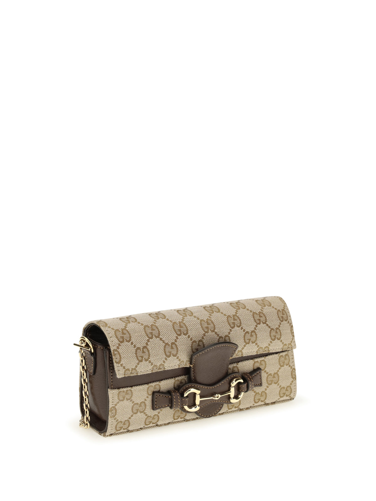 Gucci Women Gg Fabric Chain Wallet With Horsebit