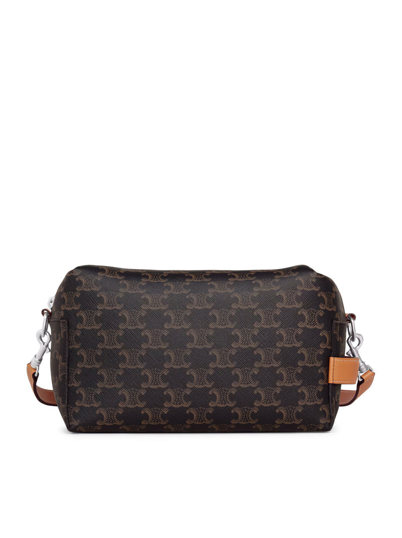 Celine Men Take Away Crossbody Bag In Triomphe Canvas And Calfskin
