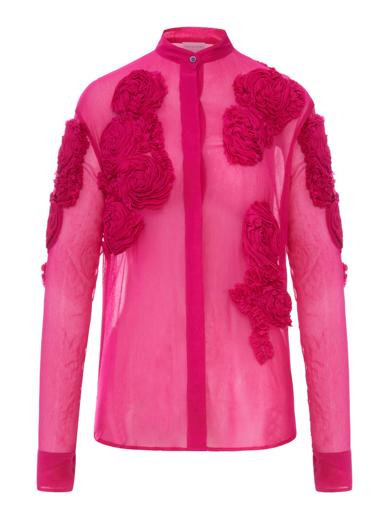 Dries Van Noten Dries Van Noten Women Organza Shirt With Floral Applications