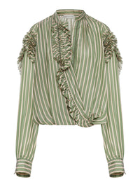 Dries Van Noten Women Striped Blouse With Ruffles