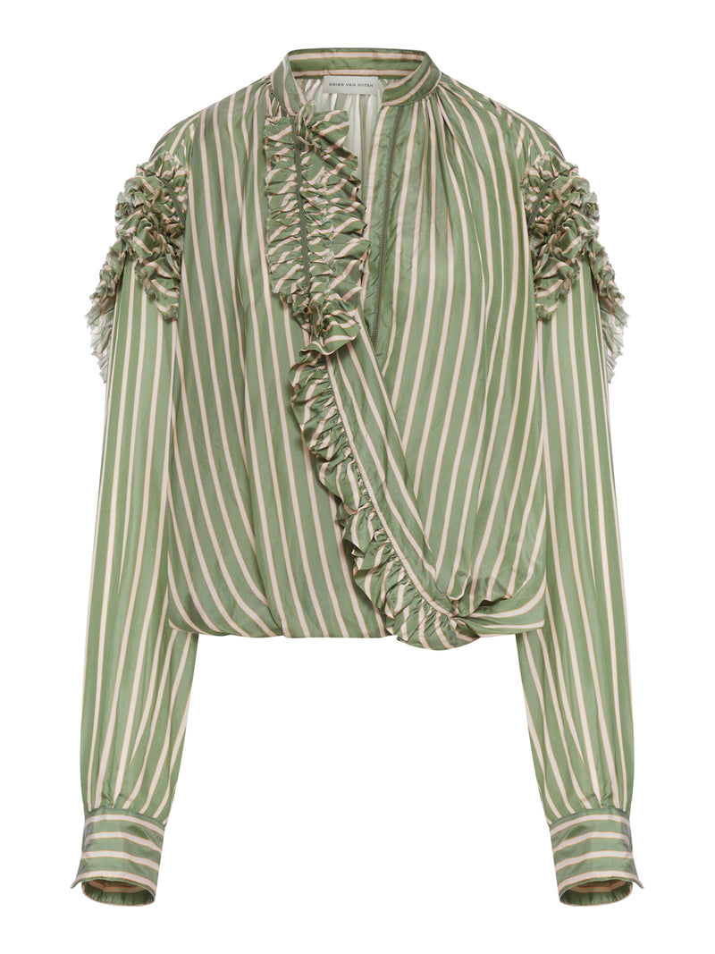Dries Van Noten Women Striped Blouse With Ruffles