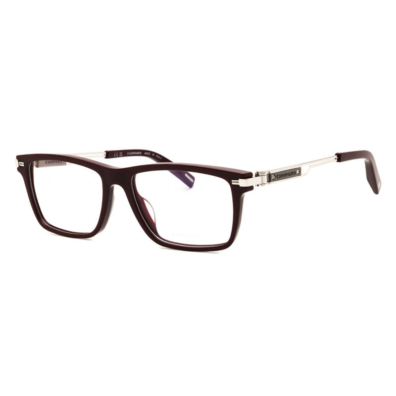Chopard Eyeglasses Rectangle Full Rim, Shiny Burgundy Frame and Clear Demo Lenses Lens VCH35701CK
