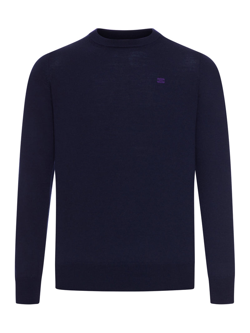 Celine Celine Men Fine Wool Sweater With Triomphe Embroidery