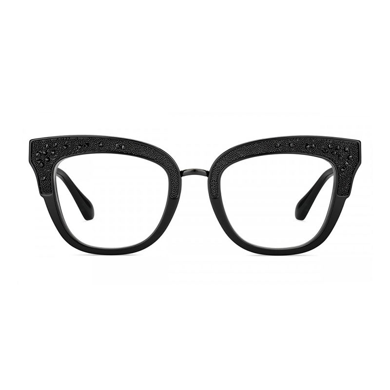 Jimmy Choo Eyeglasses Cat Eye Full Rim, Black Frame and Clear Demo Lenses Lens JC237080700
