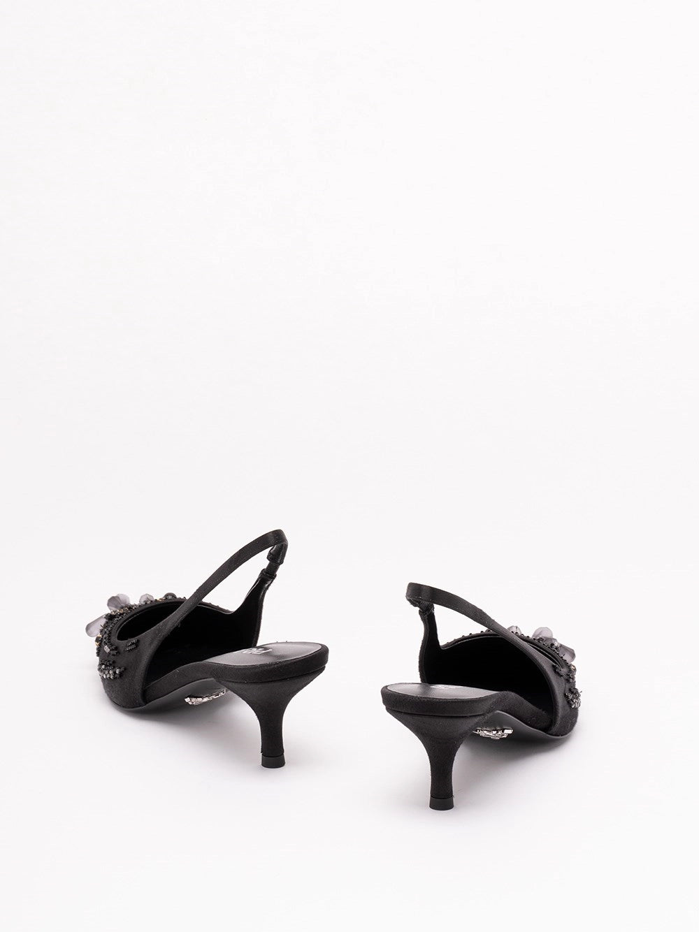 Prada Women Embroidered Satin Slingback Pumps