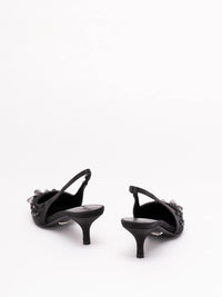 Prada Women Embroidered Satin Slingback Pumps