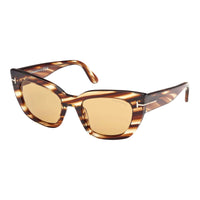 Tom Ford Sunglasses Cat Eye Full Rim, Blonde Havana Frame and Brown Lens FT119053E