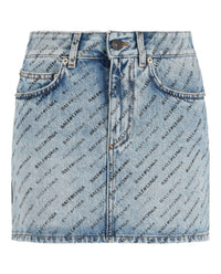 Balenciaga Balenciaga Womens Allover Stencil Low-Waist Mini Skirt