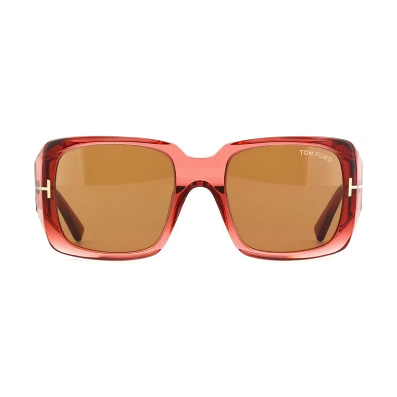 Tom Ford Sunglasses Square Full Rim, Shiny Pink Frame and Brown Lens FT103572E