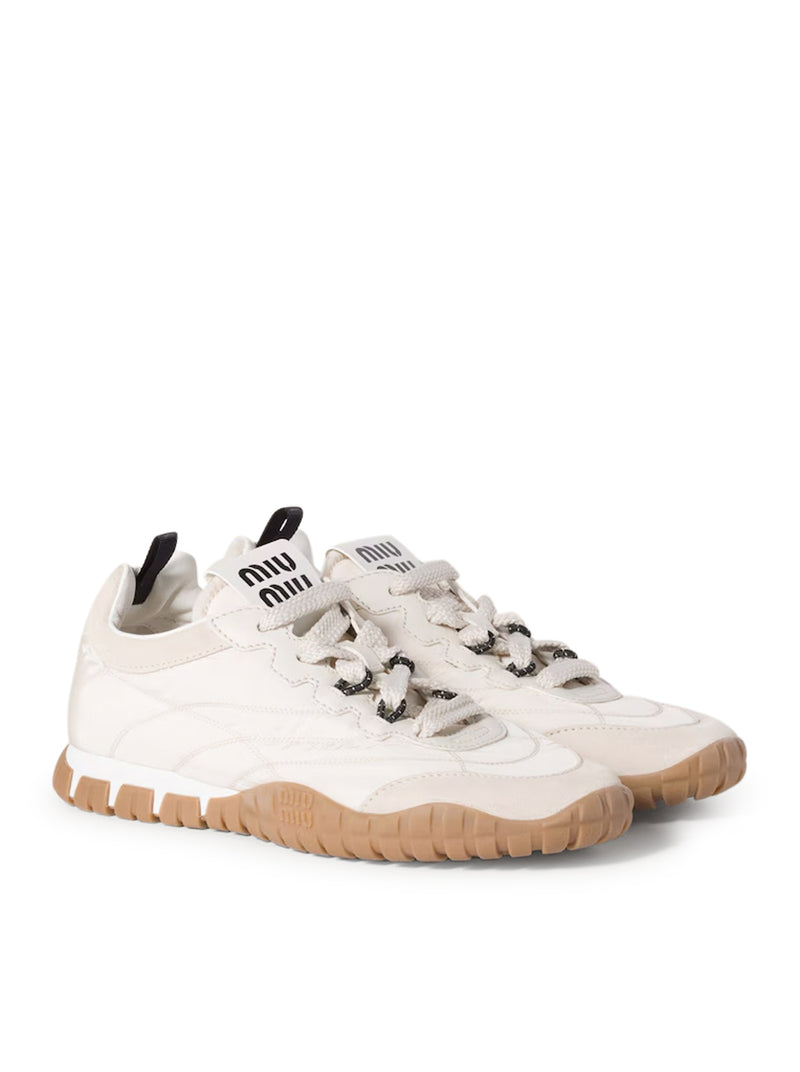 Miu Miu Women Tyre Sneakers In Technical Fabric And Suede