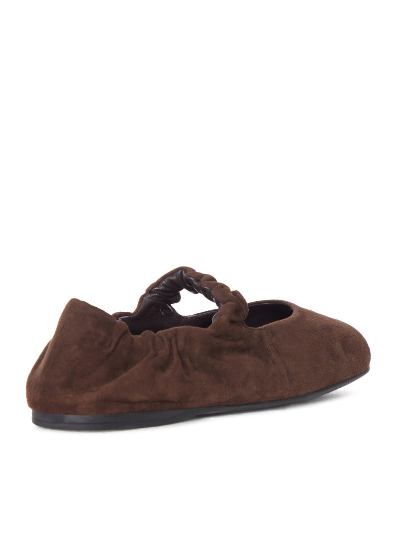 Miu Miu Miu Miu Women Ruffled Suede Ballerinas