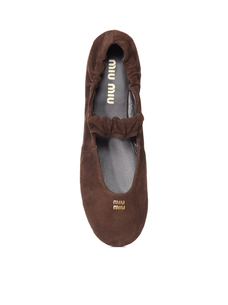 Miu Miu Miu Miu Women Ruffled Suede Ballerinas
