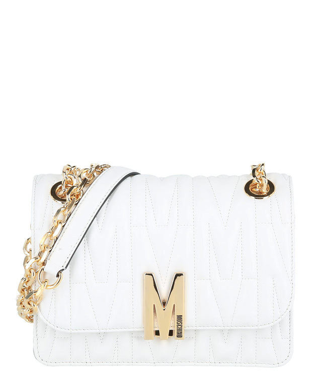 Moschino Womens Quilted M-Logo Shoulder Bag