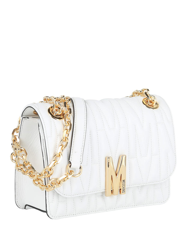 Moschino Womens Quilted M-Logo Shoulder Bag