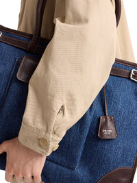 Prada Men Prada Bonnie Shopping Bag In Denim And Leather