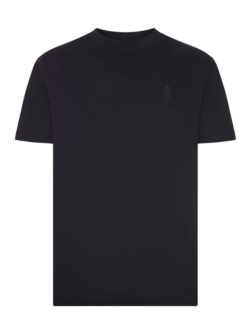 Prada Men Cotton T-Shirt With Embroidered Logo