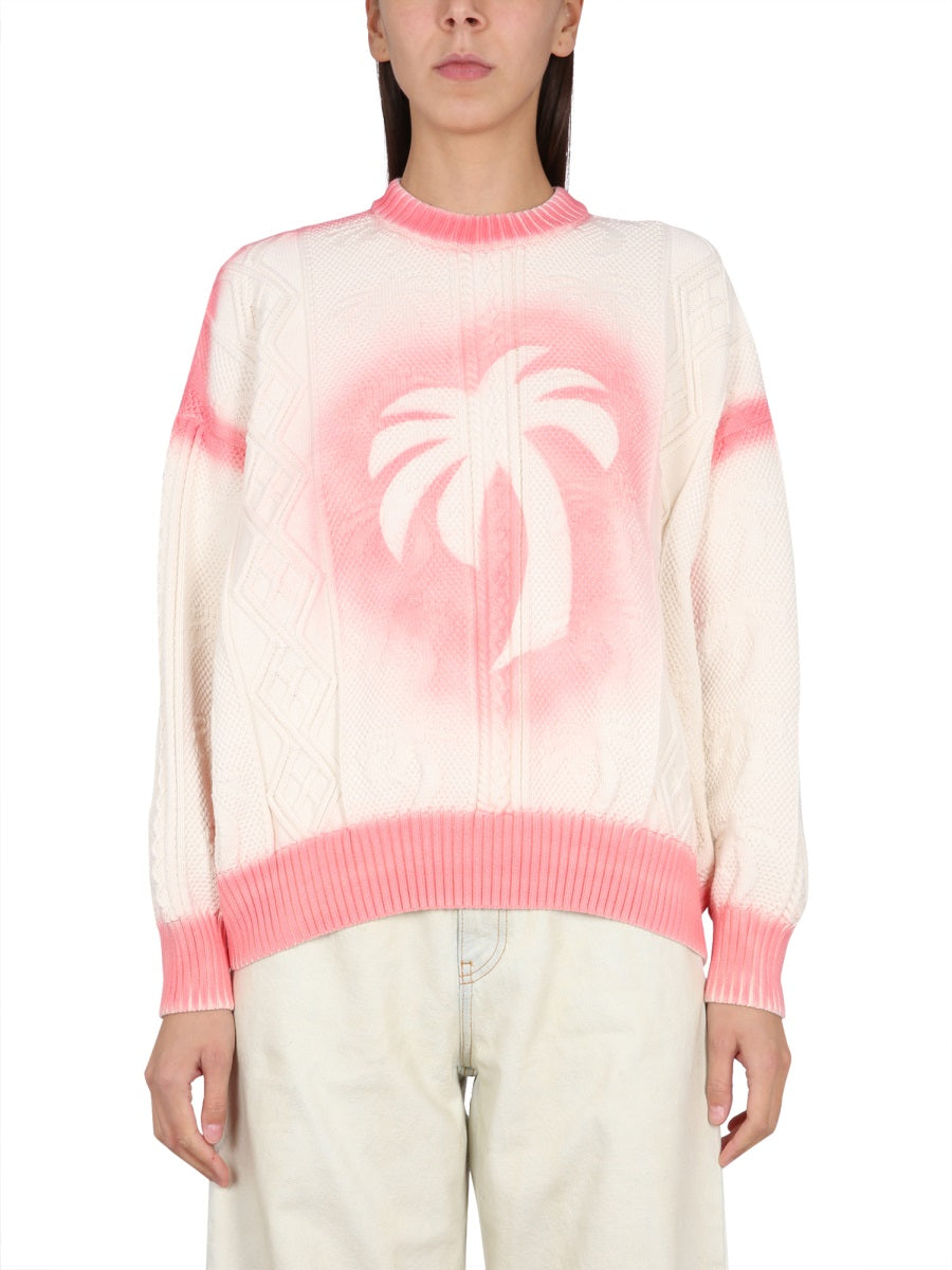 Palm Angels Women Patent Leather Effect Palm Sweater