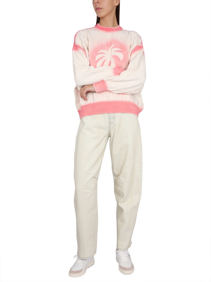 Palm Angels Women Patent Leather Effect Palm Sweater