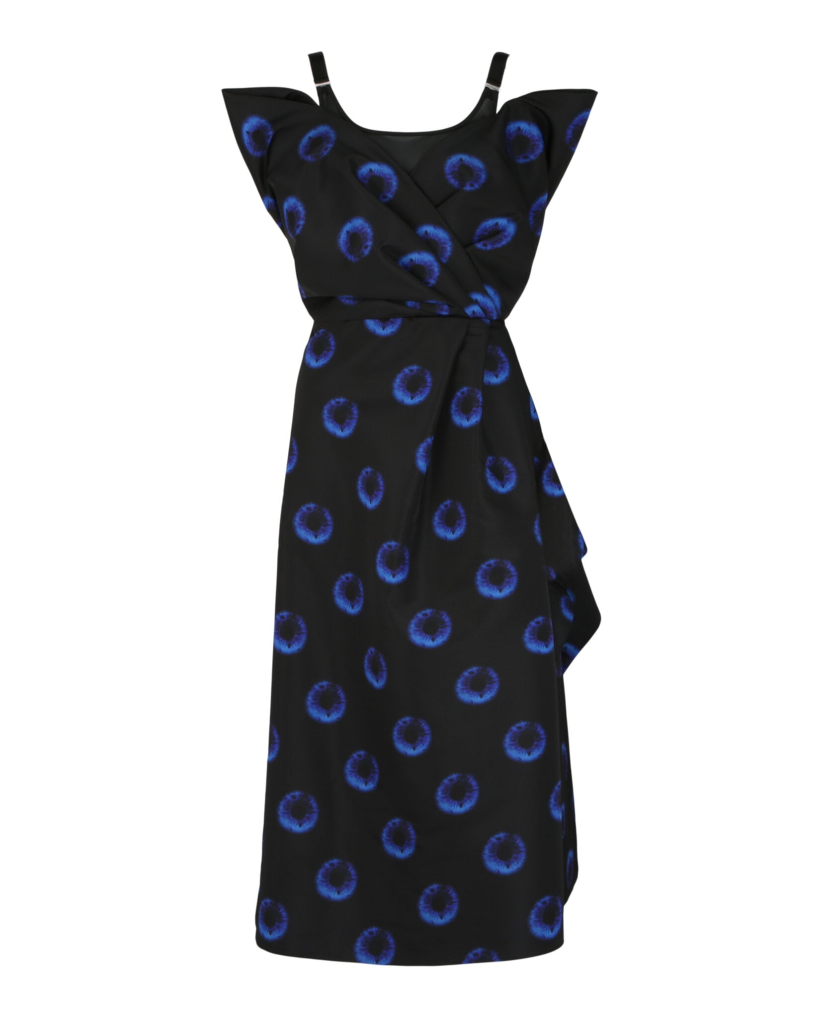 Alexander McQueen Alexander McQueen Womens Eye-Print Draped Illusion Midi Dress