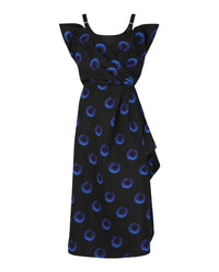 Alexander McQueen Alexander McQueen Womens Eye-Print Draped Illusion Midi Dress