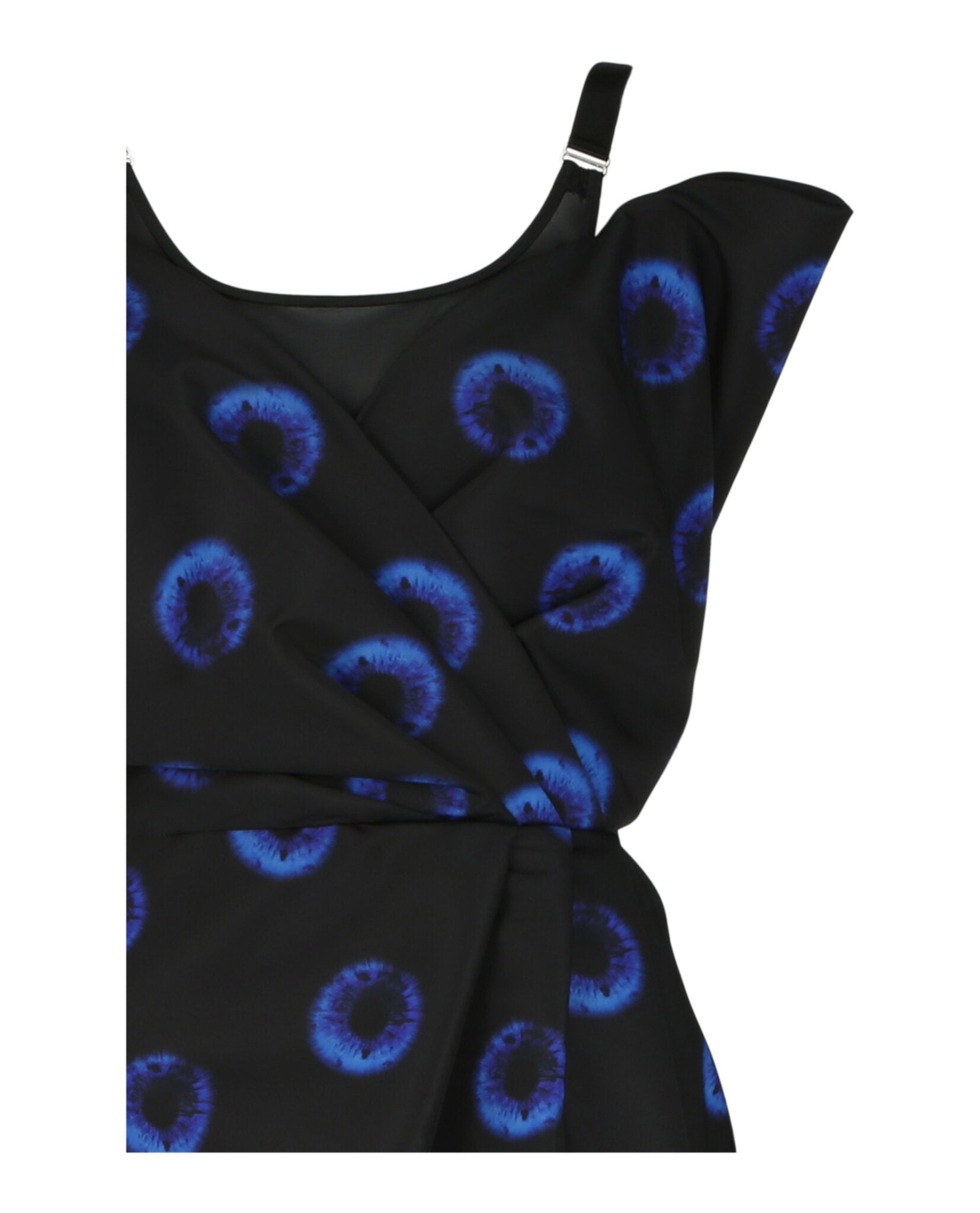 Alexander McQueen Womens Eye-Print Draped Illusion Midi Dress