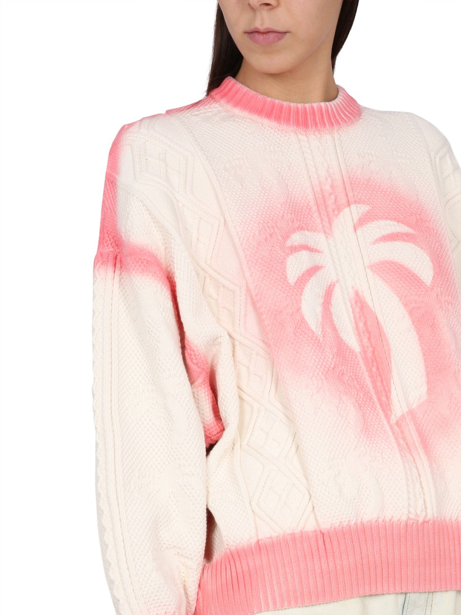 Palm Angels Women Patent Leather Effect Palm Sweater