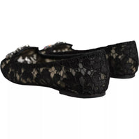 Dolce & Gabbana Dolce & Gabbana Black Lace Crystal Ballet Flats Loafer Women's Shoes