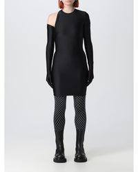 Balenciaga OneShoulder Mini Dress Fitted Women Black Dresses 0 Black
