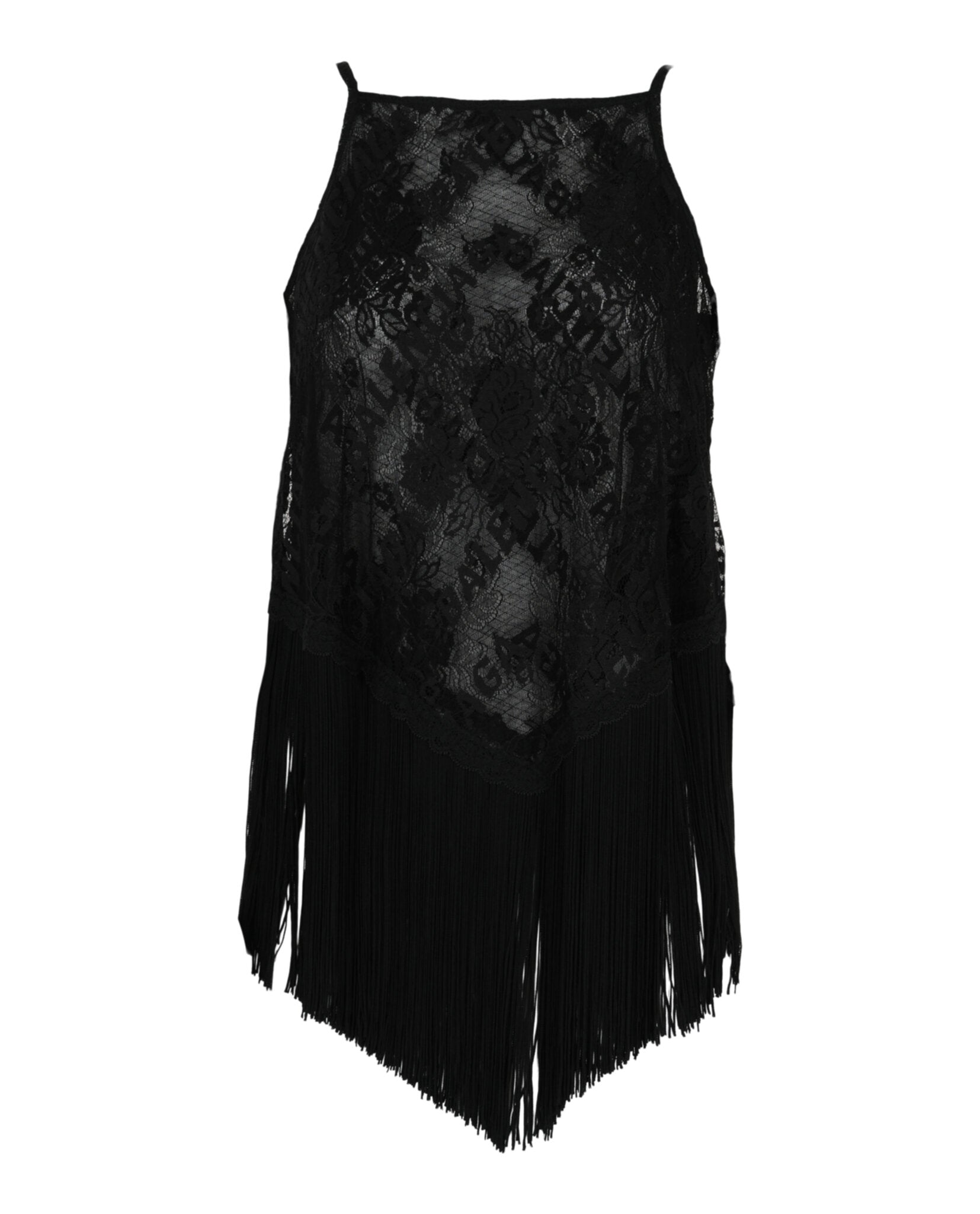 Balenciaga Womens Scarf Fringe Top In Lace