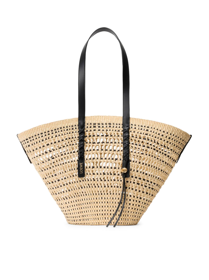 Loewe X Paula`S Ibiza Women Large Braid Basket Bag In Iraca Palm And Calfskin