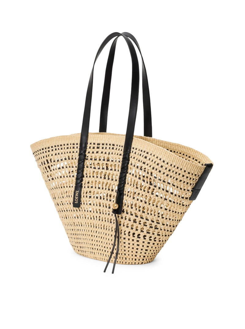 Loewe X Paula`S Ibiza Women Large Braid Basket Bag In Iraca Palm And Calfskin